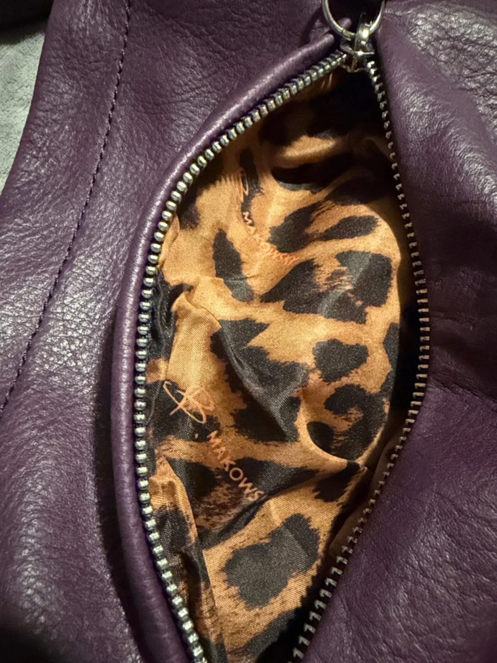 b. makowsky Purple Leather Crossbody with Front Zip